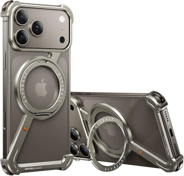 Oatsbasf Handyhülle mit 360 Grad drehbarem Ständer und Magsafe Kompatibilität für iPhone 17, iPhone 17 Pro, iPhone 17 Pro Max und iPhone 17 Air in Grau - Bild 1