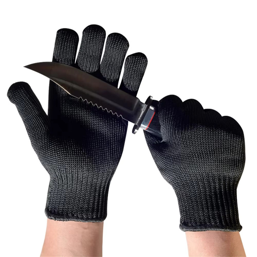 Schnittfeste Schutzhandschuhe aus HPPE-Stahl der Stufe 5 in Schwarz - Bild 3