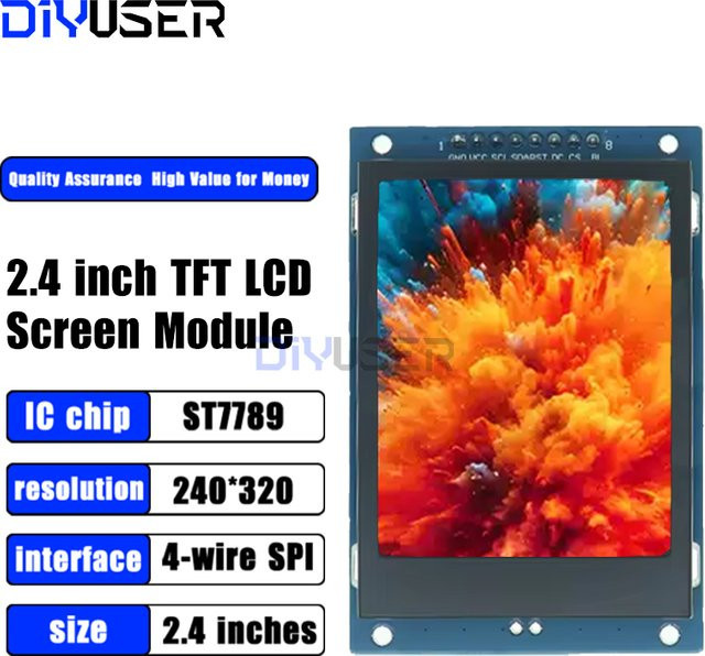 DIYUSER 2,4-Zoll TFT-LCD-Bildschirmmodul ST7789 SPI Farbdisplay für Raspberry Pi mit 240x320 Pixeln - Bild 1