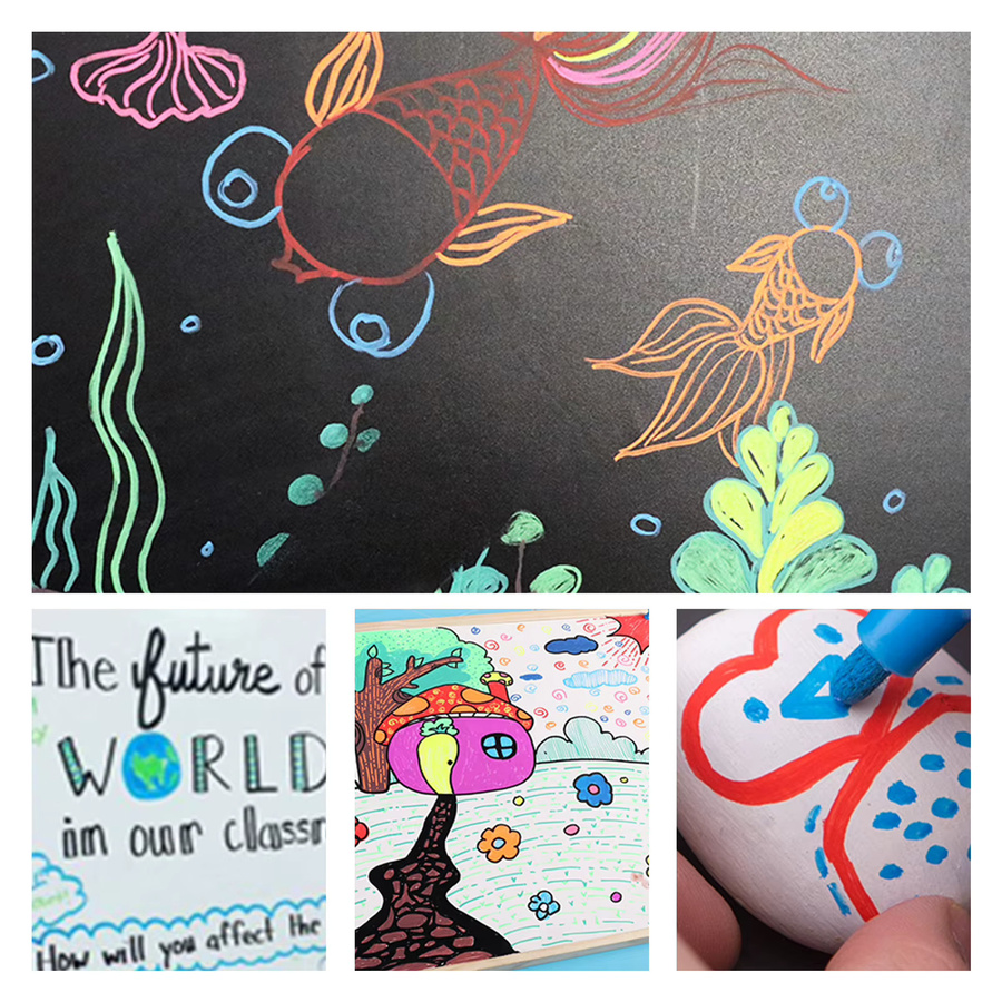 Aibecy Flüssigkreide-Marker mit 12 Farben und 3 mm umkehrbarer Spitze, wasserbasierte Markierungsstifte für Kreidetafeln, ungiftig und schnell trocknend, Multicolor - Bild 3