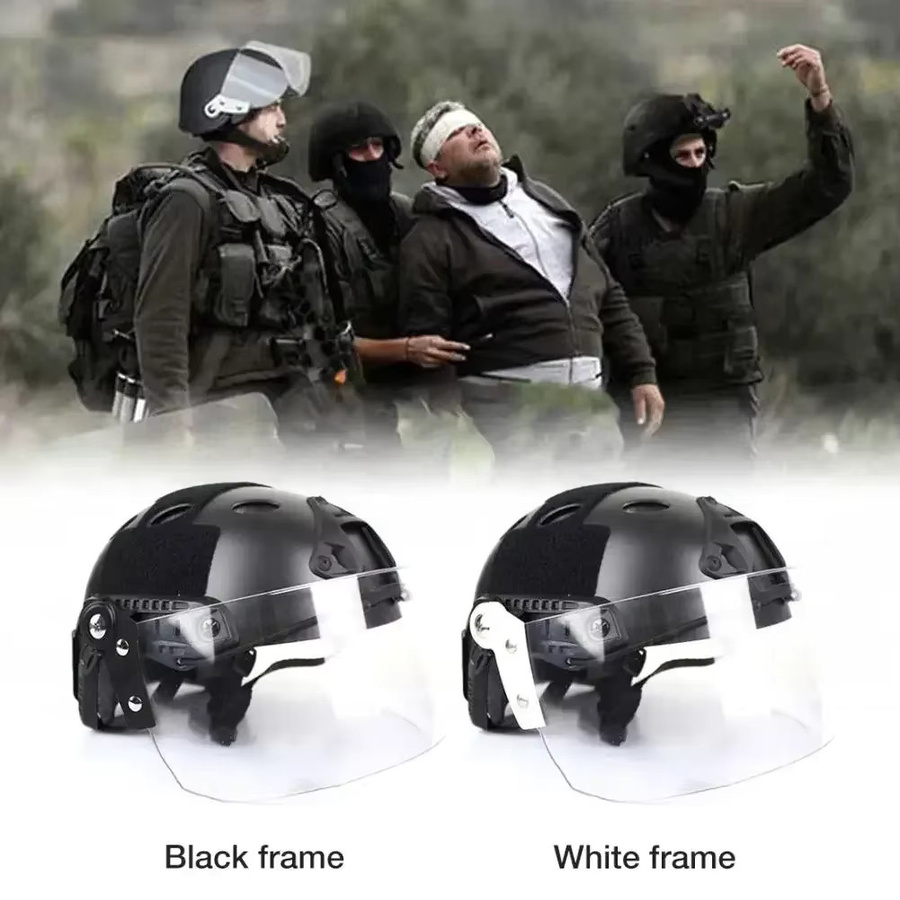 Taktische Helmbrille mit Antibeschlag-Schutz und Riot CS Funktion in Schwarz mit klarem Glas - Bild 4