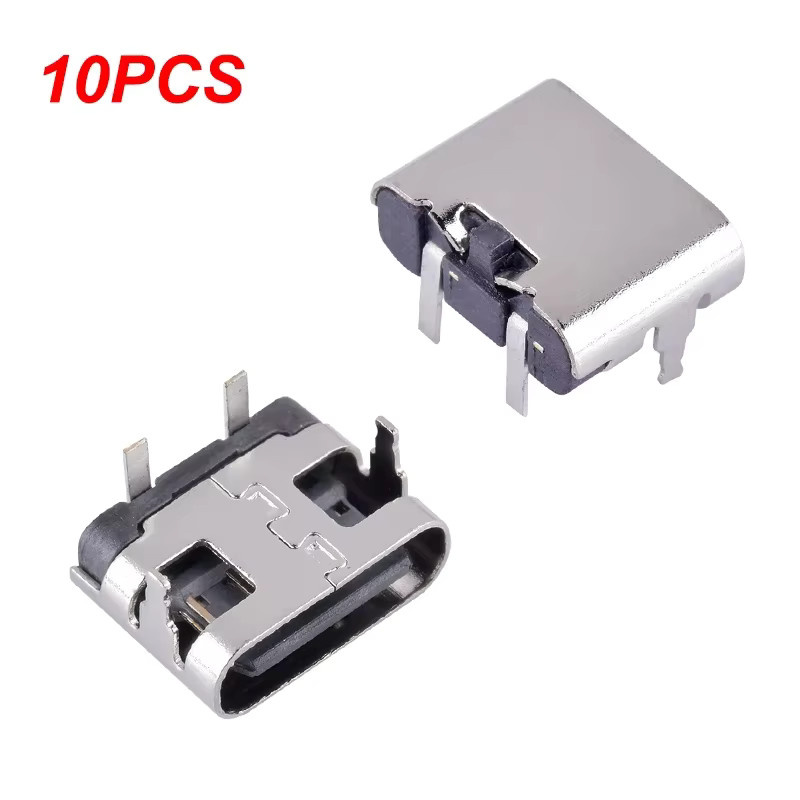 10 Stück Micro USB und USB Typ C Ladeanschluss Stecker Buchsen Set, 2 Pin Power Jack Dock, Farbe: Silber - Bild 2