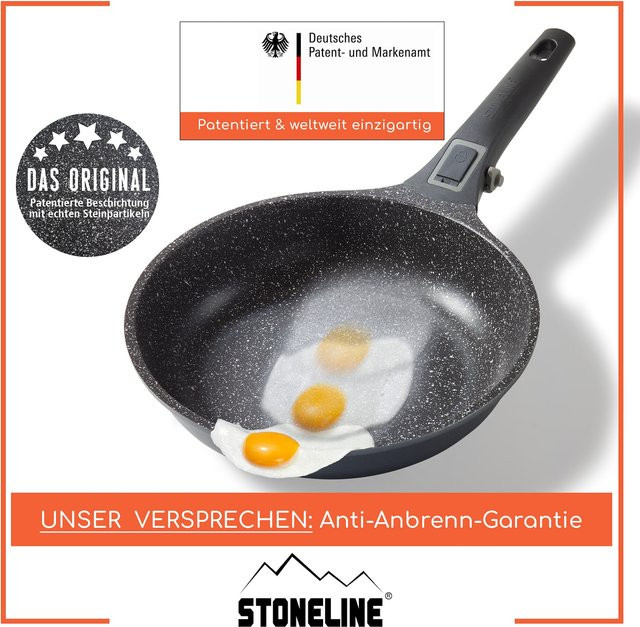 Stoneline SMART Wok aus Aluguss mit Glasdeckel und abnehmbarem Sicherheitsgriff, Schwarz, Durchmesser: 30 cm - Bild 1