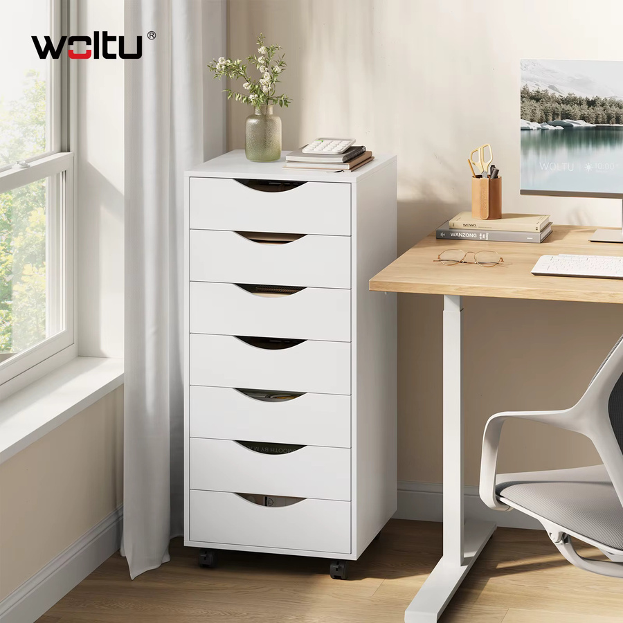 WOLTU Rollbarer Aktenschrank mit Schubladen in Weiß als moderne Schreibtischkommode und Aktenorganisator für Büro und Home Office - Bild 3