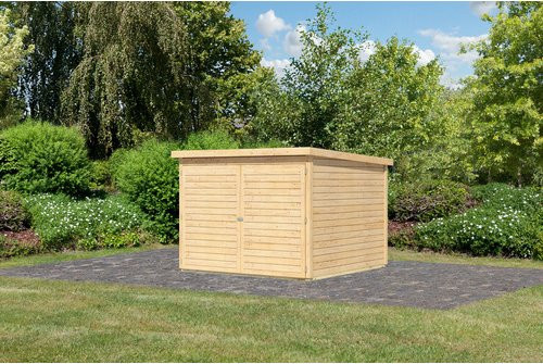 Karibu Fahrradgarage 4 aus nordischem Fichtenholz in Braun mit Flachdach B/H/T: 226 x 167 x 212 cm - Bild 2