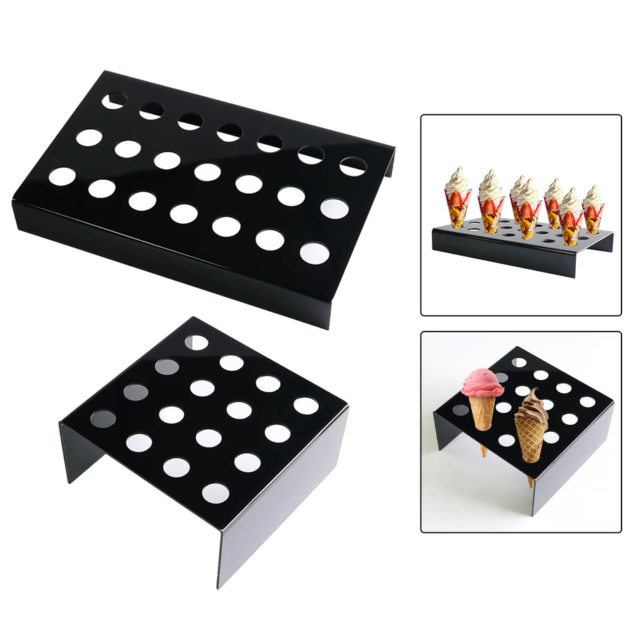 Kesoto Eistüten Halter aus Acryl in Schwarz als Stand Dekoration für Buffet und Backzubehör, B/T/H: 15,0 x 15,0 x 7,5 cm - Bild 3