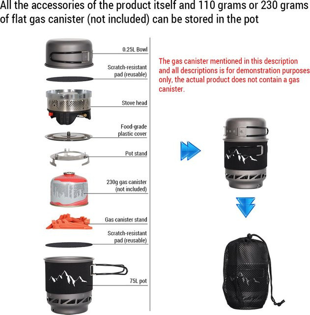 LIXADA Camping-Kochgeschirr Set aus Edelstahl mit Saucepan in Schwarz - Bild 1