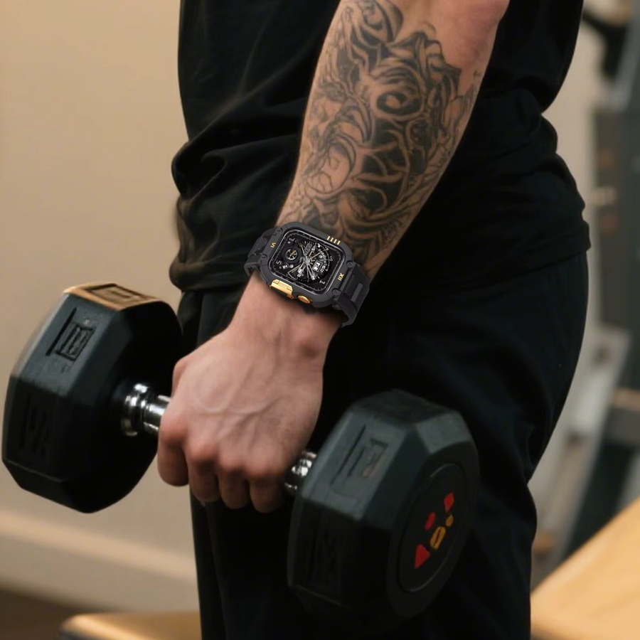 ONELENT Sportliches Armband mit Schutzhülle für Apple Watch in Schwarz, Unisex - Bild 5
