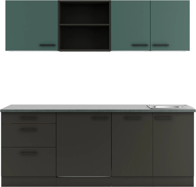 OPTIFIT Küchenzeile Verona405/Madrid420 in Steingrün und Anthrazit, Breite: 210 cm - Bild 1