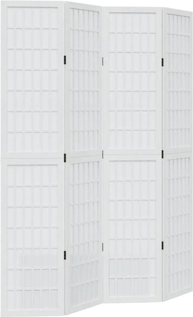 vidaXL 4-teiliger Raumteiler aus Massivholz Paulownia in Weiß, geometrisches Design, Höhe: 200 cm, Breite: 145 cm - Bild 1