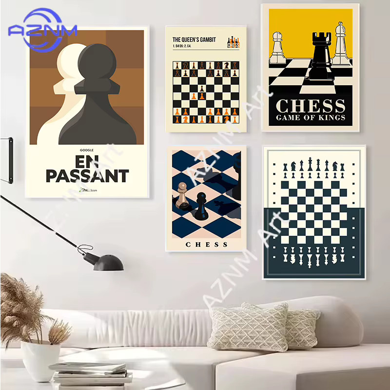 KAYOU Vintage Internationales Schach Leinwand-Poster als moderne Wandkunst für dein Wohnzimmer oder Spielzimmer in Mehrfarbig - Bild 2