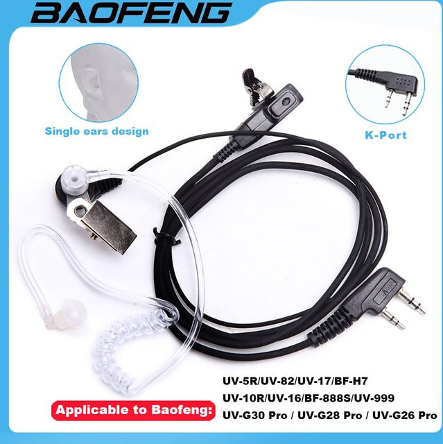 Baofeng UV-5R K Port Akustisches Rohr Headset mit Mikrofon in Schwarz - Bild 1