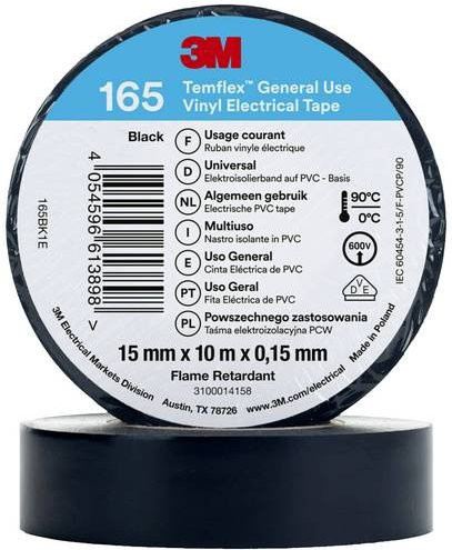 3M Temflex 165 Vinyl-Isolierband Schwarz Breite: 15 mm, Länge: 10 m - Bild 1