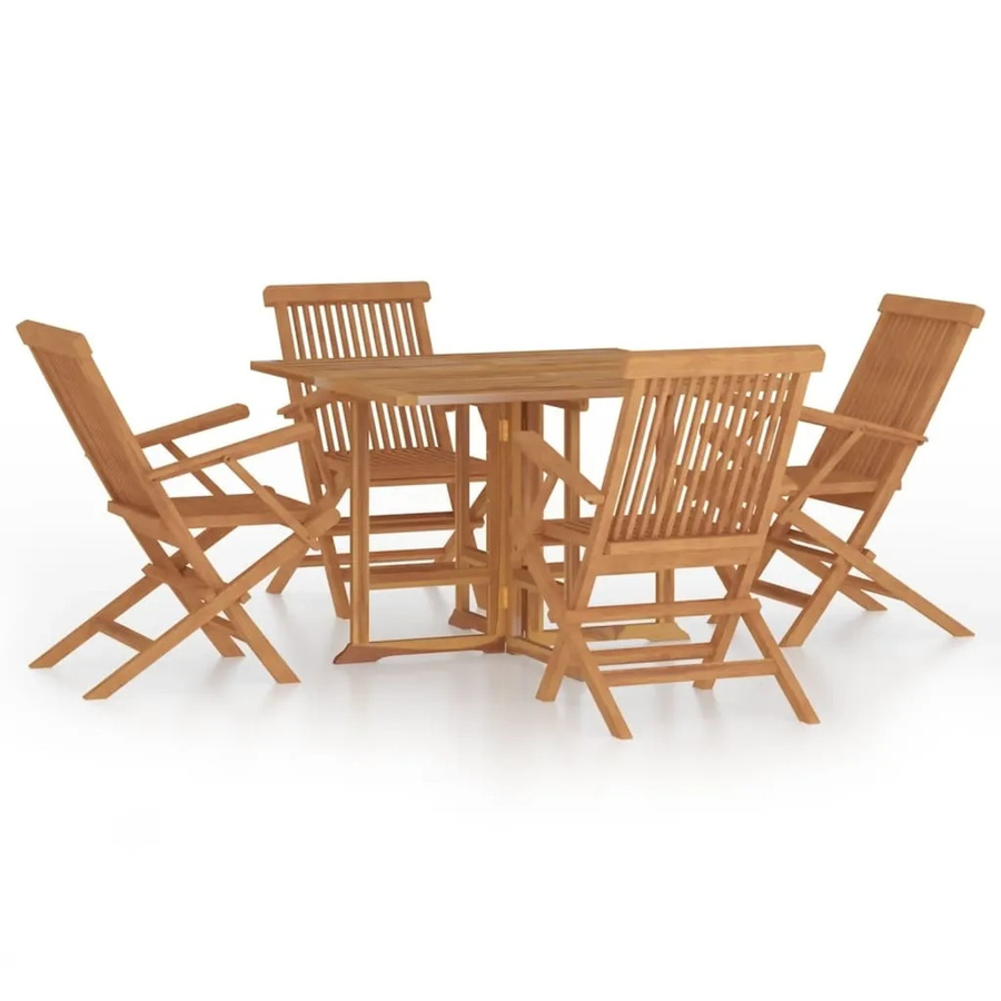 vidaXL 5-tlg Garten-Essgruppe aus Massivholz Teak Modell 21, braun, klappbar - Bild 2