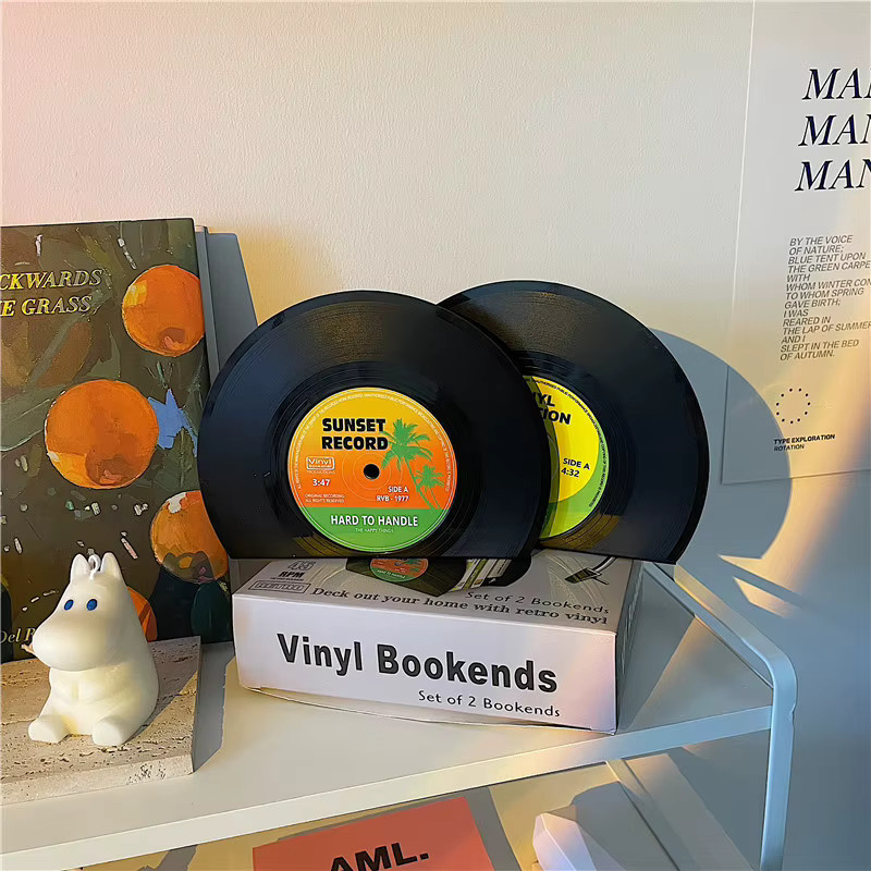Kreative Vinyl CD Buchstützen im Retro-Design als Desktop-Dekoration, Farbe: Schwarz - Bild 3