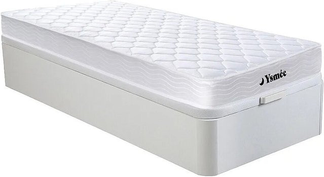 YSMÉE Hybrid Bettgestell mit Matratze und Lattenrost in Weiß, B/T/H: 90 x 190 x 30 cm mit Bettkasten - Bild 1