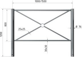 Schake Stadtbarriere Croix de St. André aus Stahl in Grau, Länge: 1500 mm, Gesamthöhe: 1300 mm - Bild 1