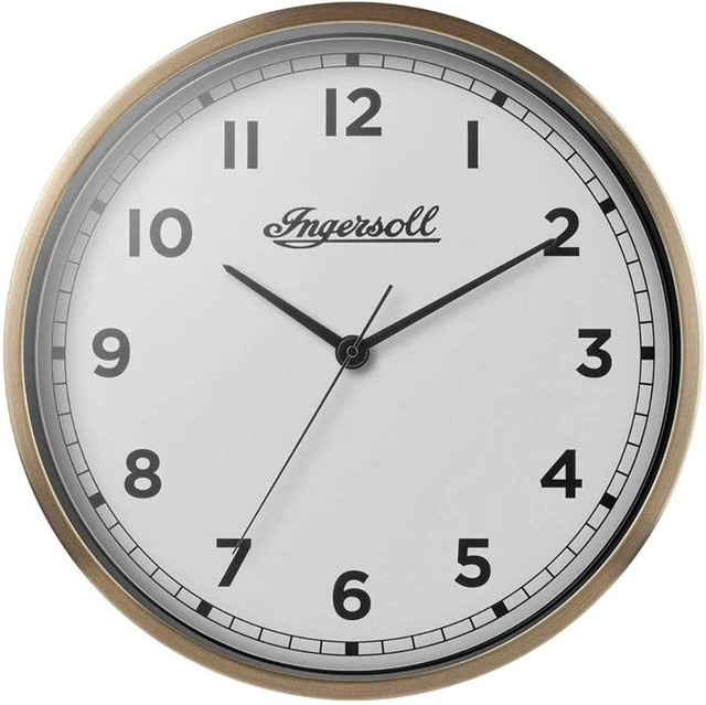 Ingersoll IC002GW Wanduhr im Retro-Look aus Metall in Weiß und Bronze, Durchmesser: 45 cm - Bild 1