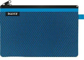 Leitz WOW Traveller Zip-Beutel mit durchsichtigem Netzfach und blickdichtem Fach, Größe L, blau - Bild 1