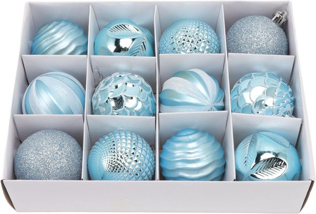 TOMTOP JMS Weihnachtsbaumkugeln in Blau als runde Ornamente für Weihnachtsbaumschmuck und Familienfeiern - Bild 1