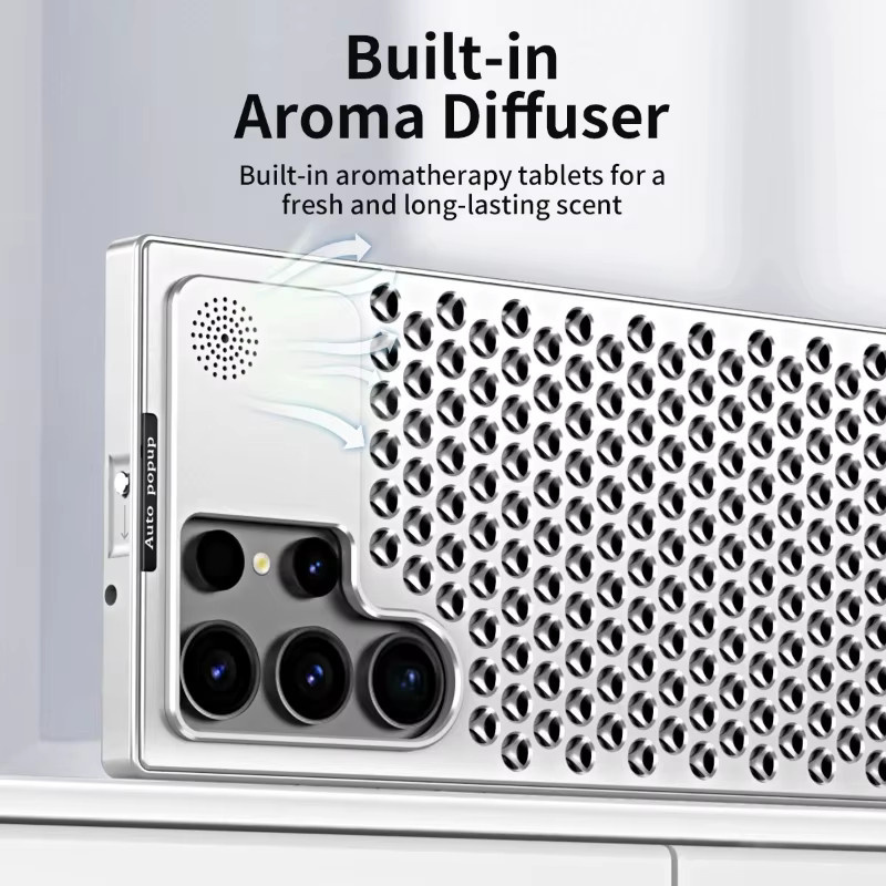 VYOPBC Aromatherapie Handyhülle aus Aluminiumlegierung und Netzmetall für Samsung Galaxy S26 Ultra S25 Ultra S24 S23 Ultra in Schwarz - Bild 4