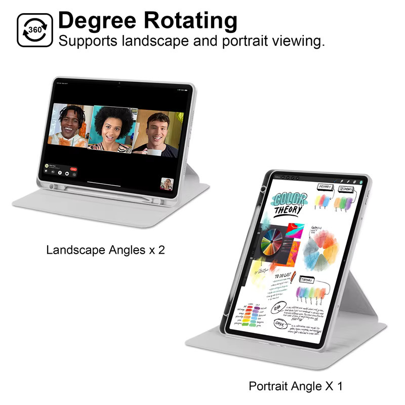 VIGENCIA Funda für Redmi Pad 2 Pro mit Stifthalter, 360 Grad rotierbare Acryl Schutzhülle, Transparent/Blau, 12,1 Zoll - Bild 2