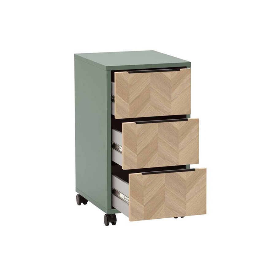 Schildmeyer Rollcontainer Piazza in Pistazie mit Fischgräten-Dekor, B/H/T: 32,6 x 59,7 x 39,1 cm - Bild 3