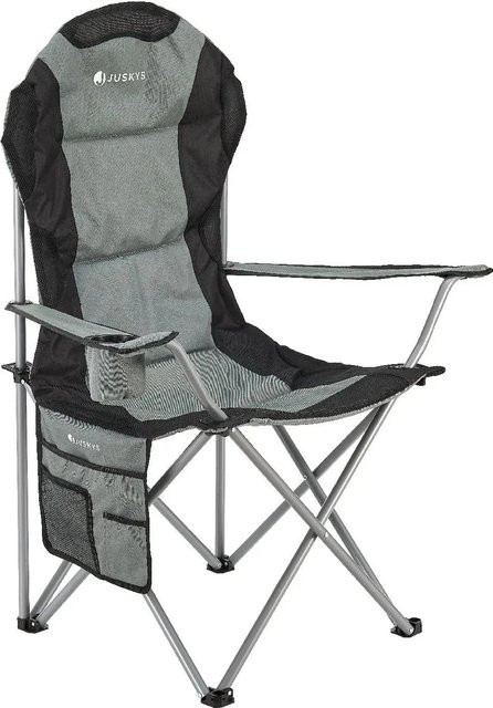 Juskys Campingstuhl Lido gepolstert in Grau mit Getränkehalter und Armlehnen - Bild 2