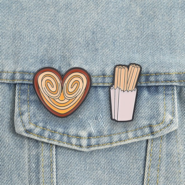 Miss Zoe Anstecknadeln, Mexikanische Churro Palmier Emaille, Cartoon-Herz-Gebäck-Broschen - Bild 1