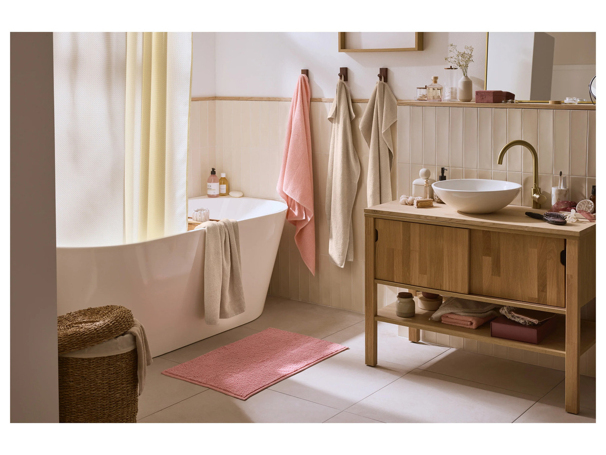 LIVARNO Duschtuch aus Baumwolle in Pink, B/H: 70 x 140 cm, 400 g/m² - Bild 2