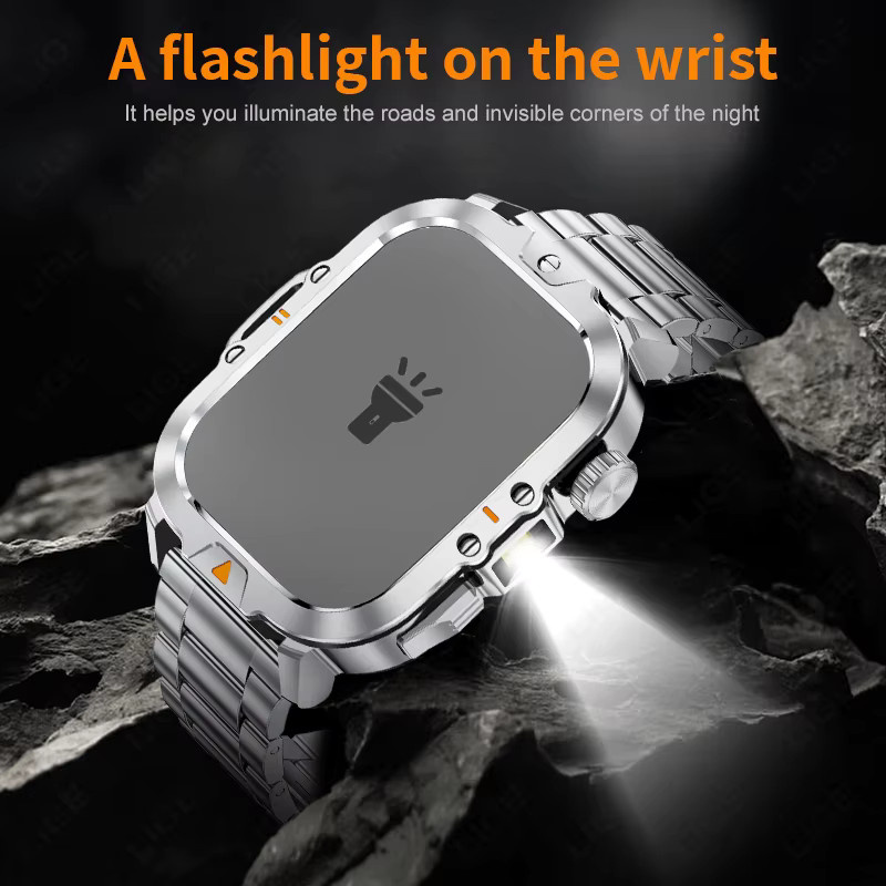 FOXBOX Smartwatch in Silber mit Bluetooth-Gesprächsfunktion, Gesundheits- und Schlafüberwachung sowie LED-Taschenlampe für Damen und Herren - Bild 4