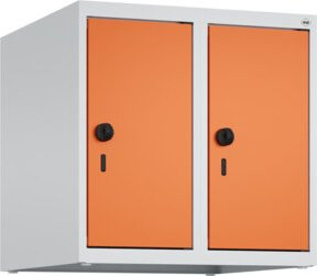 C+P Aufsatzschrank 7035/2004 mit 2 Abteilen und Sicherheits-Drehriegel, B/T/H: 50 x 50 x 50 cm, Lichtgrau/Reinorange - Bild 1