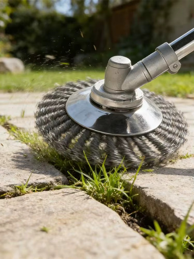 8 Zoll Stahldraht-Unkrautbürstenrad für Rasentrimmer und Freischneider in Silber mit 25,4 mm Bohrung zur Unkrautbekämpfung und Rostentfernung - Bild 2