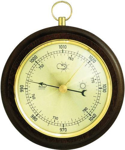 TFA Dostmann Barometer aus Holz in Braun, klassisches Runddesign zum Aufhängen - Bild 1