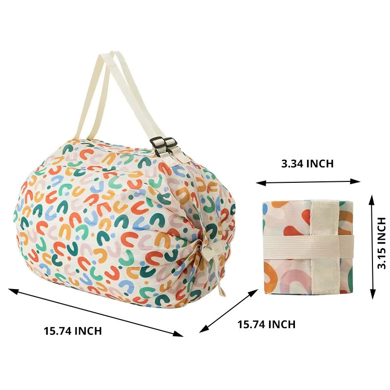 Faltbare und wasserdichte Einkaufstasche in Braun und Multicolour, tragbare Stofftasche mit großer Kapazität für Reisen und Lagerung - Bild 2