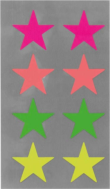Rico Design Paper Poetry Sticker Sterne in Neonfarben, 4 Blatt, Durchmesser: 25 mm - Bild 1