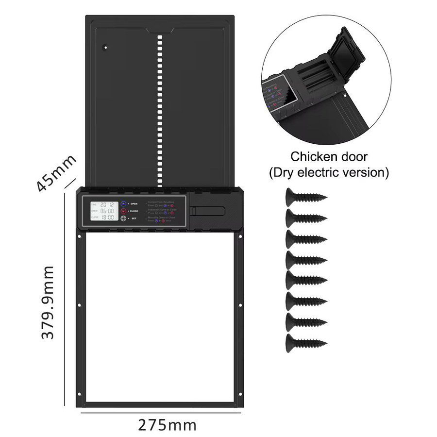 Automatischer Hühnerstall-Türöffner aus Edelstahl mit Timer in Silber und Schwarz, batteriebetrieben mit 3 x AA-Batterien - Bild 2