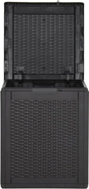 vidaXL Garten-Aufbewahrungsbox aus Kunststoff in Schwarz mit Rattan-Optik, 90 l - Bild 1