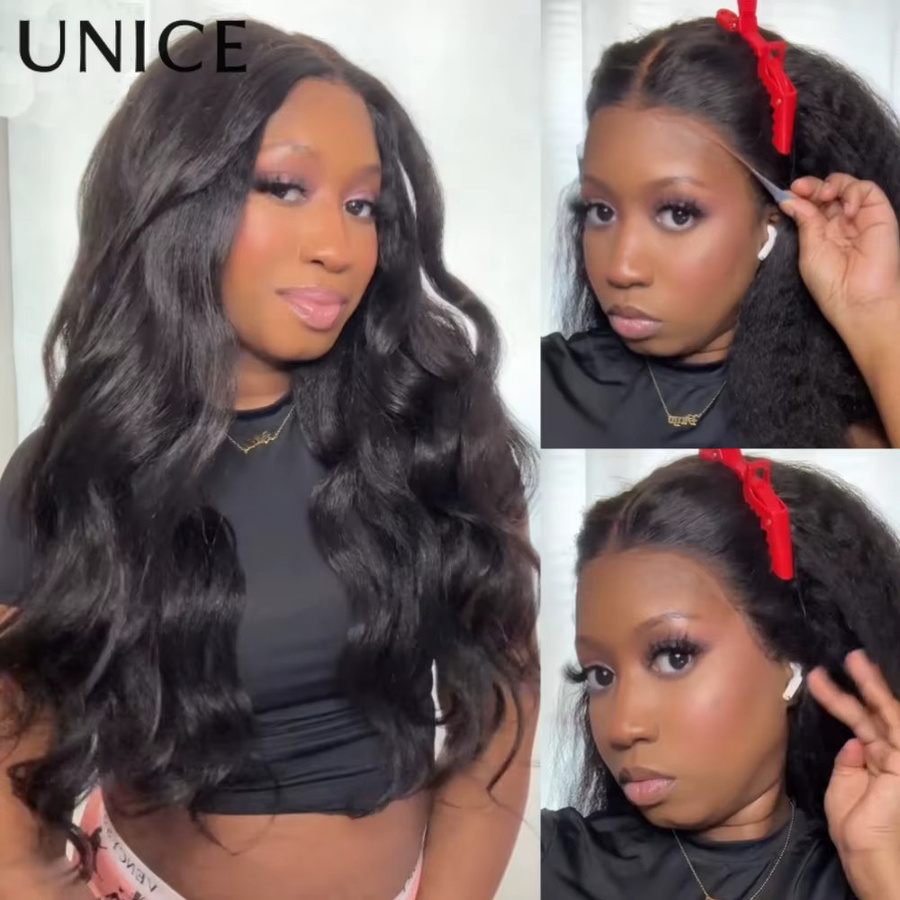 UNice Lace-Frontal-Perücke, Kinky Straight, 100% Echthaar, Unisex - Bild 5