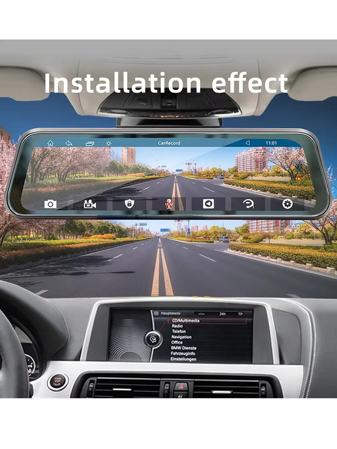 BQCC Tragbares Auto MP5 Display mit 9,36 Zoll, Wireless Carplay, Android Auto, Mirrorlink, Bluetooth, Fahrrekorder und FM-Radio in Schwarz - Bild 7