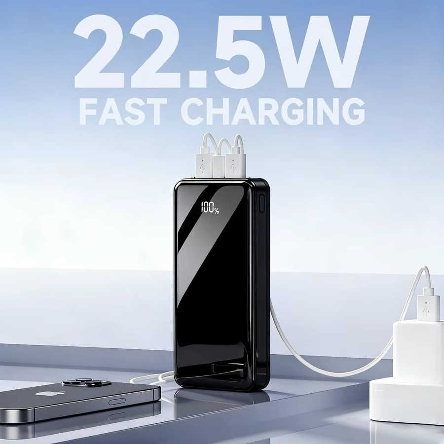 Hganus Tragbare Powerbank 24000mAh mit 22,5W Schnellladung und LED-Lampe, Externer Akku mit USB-C in Schwarz - Bild 7