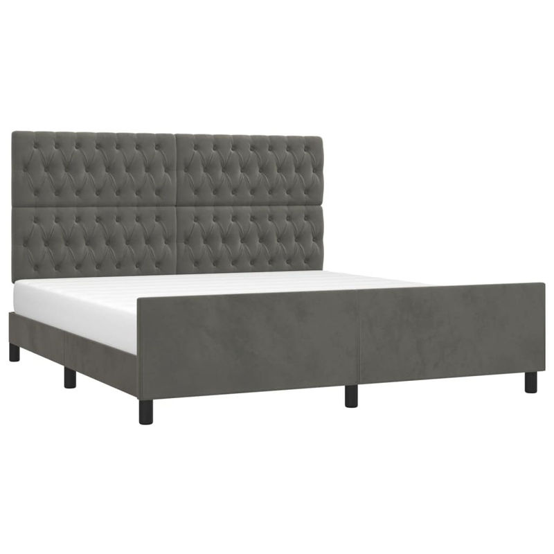 vidaXL Bettgestell mit Kopfteil aus Samt in Dunkelgrau, B/T/H: 180 x 200 x 118 cm - Bild 2