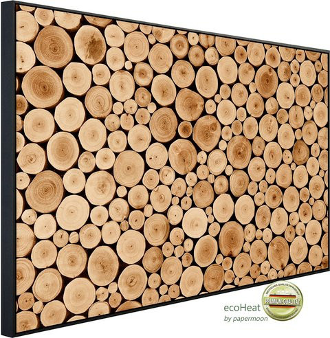 papermoon EcoHeat Infrarotheizung aus rundem Teakholz in Bunt mit App-Steuerung und Überhitzungsschutz, B/T/H: 120 x 60 x 60 cm - Bild 1