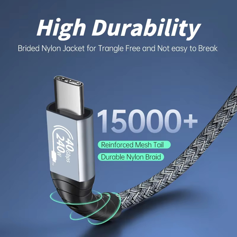 BSN USB4-Kabel in Grau mit 40 Gbit/s Datenübertragung, 240 W Schnellladung und Unterstützung für 8K, 6K sowie Dual 4K Video, kompatibel mit Thunderbolt 3/4, Laptop, Mac Studio und Hub - Bild 3