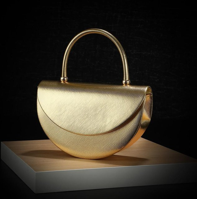 Clutch Tasche Halbmond, Diamantbesetzt, Gold, Unisex - Bild 1