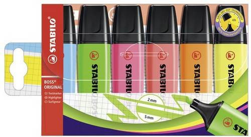 Stabilo Textmarker BOSS Original Set mit 6 farbsortierten Keilspitzen - Bild 1