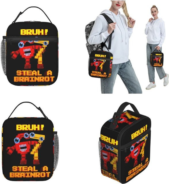 Six Seven Bruh 67 Isolierte Lunchtasche in Schwarz, wiederverwendbare Thermotasche für Büro und Outdoor, Breite: 26,0 cm, Tiefe: 21,0 cm - Bild 1