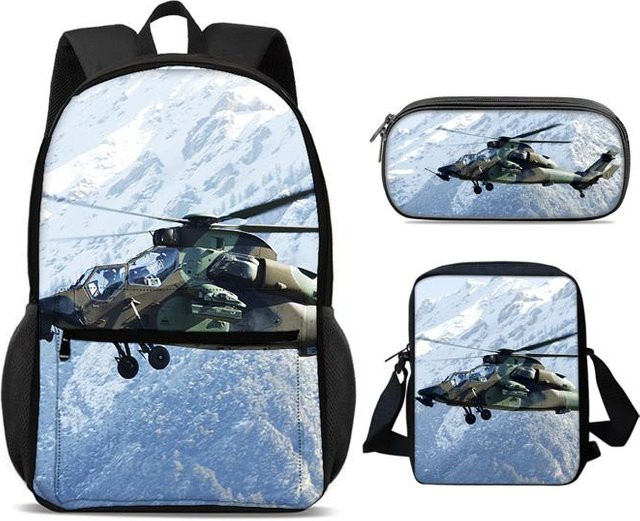 Fancy Style Studio 3-teiliges Set aus Helikopter-Rucksack, Federmäppchen und Umhängetasche in Multicolour - Bild 1