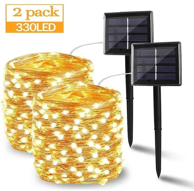 ZTree Solar-Lichterkette für den Außenbereich mit warmweißen LED-Leuchten, wasserdicht, 8 Modi, Weiß - Bild 1