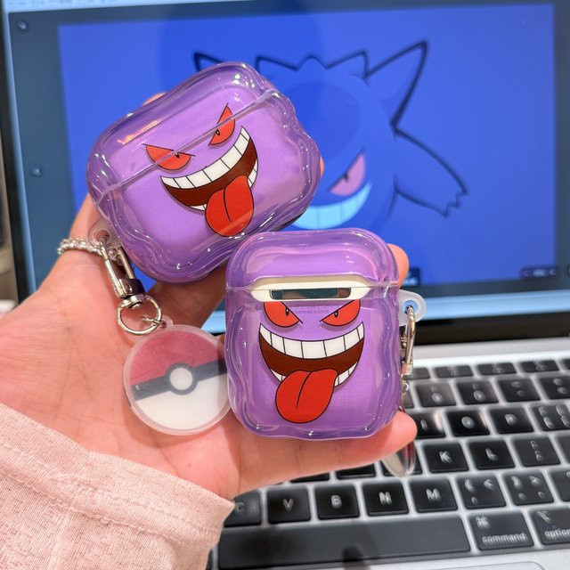 Gengar Pokémon Schutzhülle für Apple AirPods 1 2 3 Pro und Pro 2 Wireless Bluetooth Headset Case in Lila - Bild 1